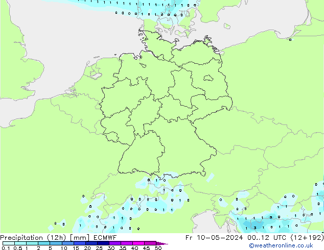 Precipitação (12h) ECMWF Sex 10.05.2024 12 UTC