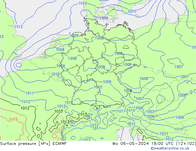 Surface pressure ECMWF Mo 06.05.2024 18 UTC