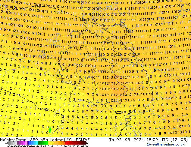 Z500/Rain (+SLP)/Z850 ECMWF Th 02.05.2024 18 UTC