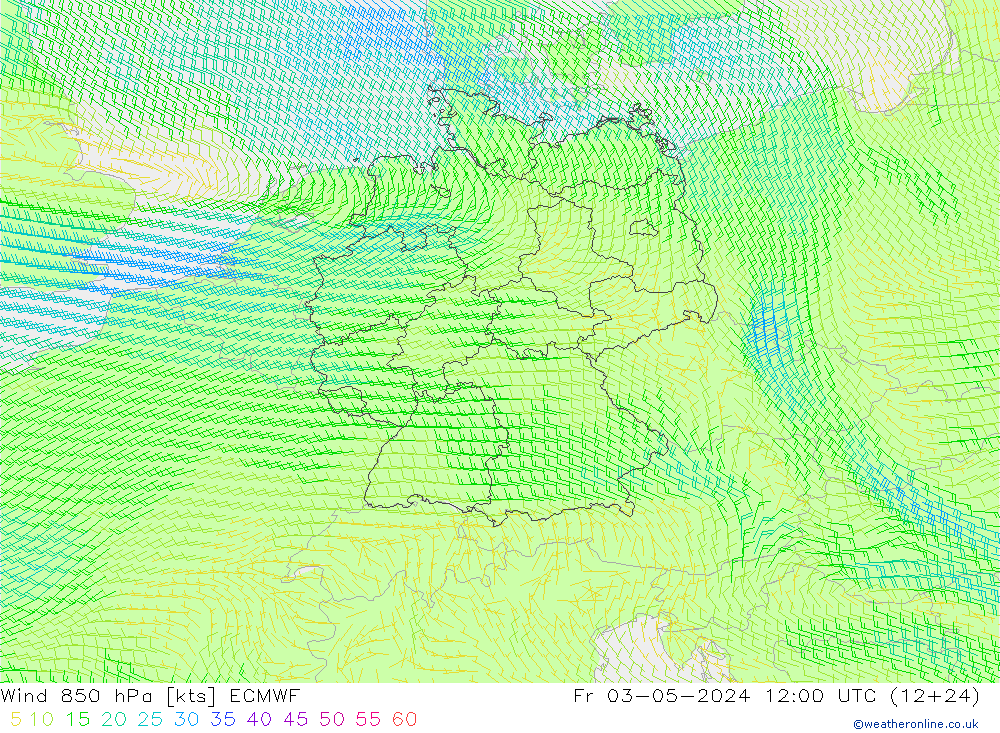 Wind 850 hPa ECMWF Fr 03.05.2024 12 UTC