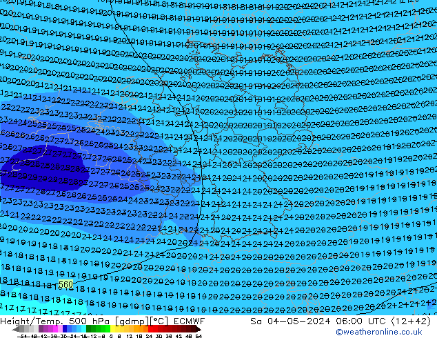 Z500/Rain (+SLP)/Z850 ECMWF sam 04.05.2024 06 UTC