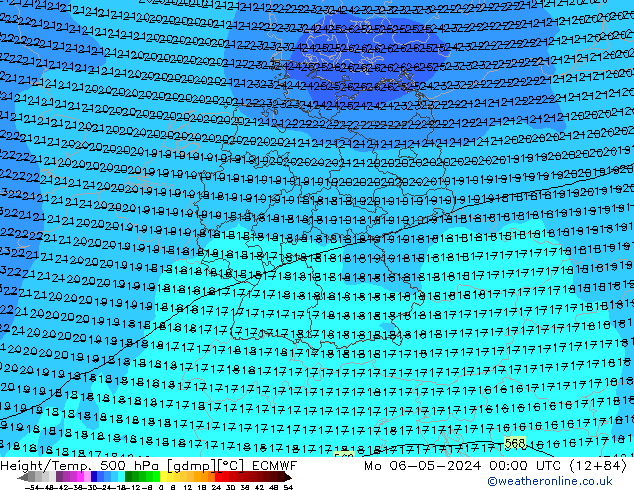 Z500/Rain (+SLP)/Z850 ECMWF Mo 06.05.2024 00 UTC