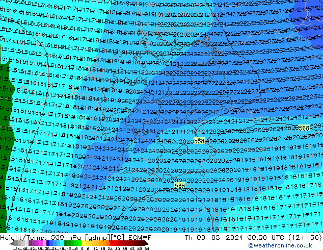 Z500/Rain (+SLP)/Z850 ECMWF ��� 09.05.2024 00 UTC