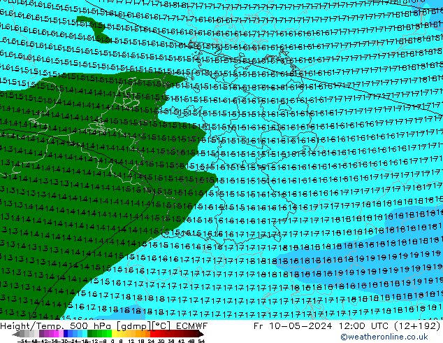 Z500/Yağmur (+YB)/Z850 ECMWF Cu 10.05.2024 12 UTC