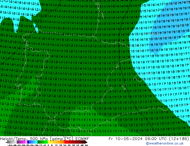 Z500/Yağmur (+YB)/Z850 ECMWF Cu 10.05.2024 06 UTC