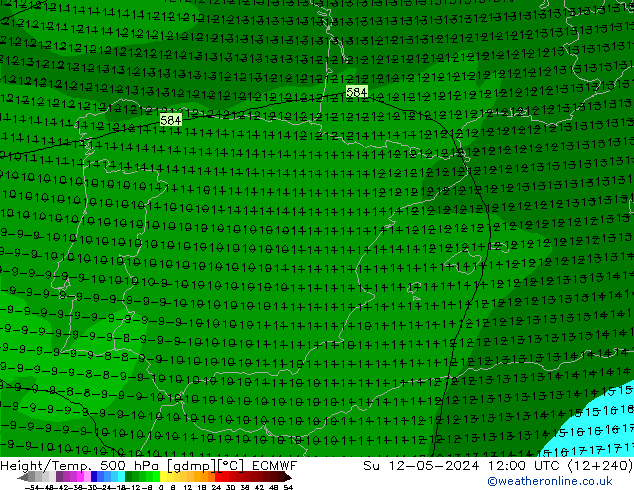 Height/Temp. 500 hPa ECMWF Su 12.05.2024 12 UTC