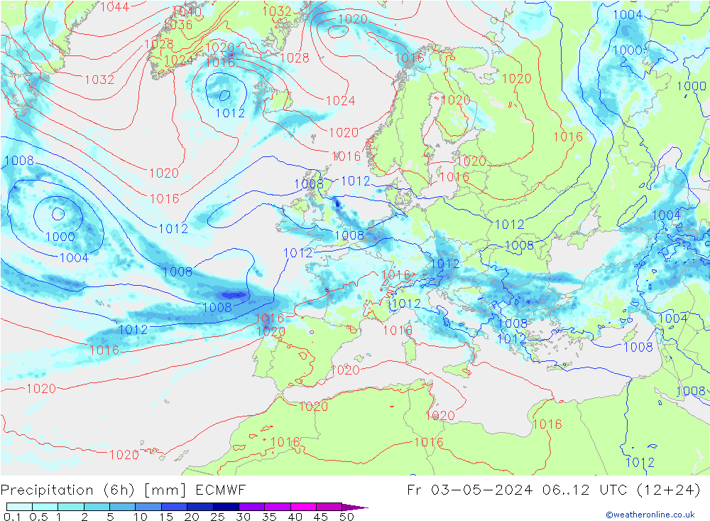 Z500/Rain (+SLP)/Z850 ECMWF pt. 03.05.2024 12 UTC