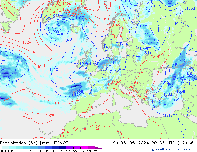 Z500/Rain (+SLP)/Z850 ECMWF Ne 05.05.2024 06 UTC