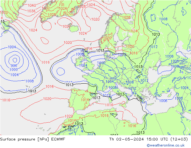 Bodendruck ECMWF Do 02.05.2024 15 UTC