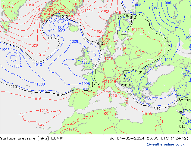 приземное давление ECMWF сб 04.05.2024 06 UTC