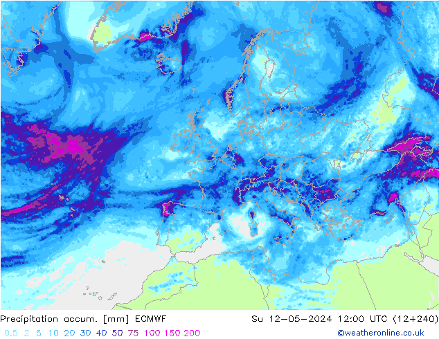 Precipitation accum. ECMWF dom 12.05.2024 12 UTC