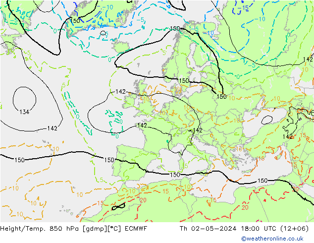 Z500/Rain (+SLP)/Z850 ECMWF gio 02.05.2024 18 UTC