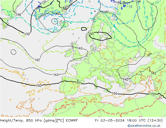 Height/Temp. 850 hPa ECMWF ven 03.05.2024 18 UTC