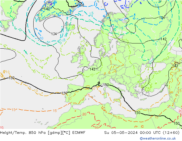 Z500/Rain (+SLP)/Z850 ECMWF nie. 05.05.2024 00 UTC