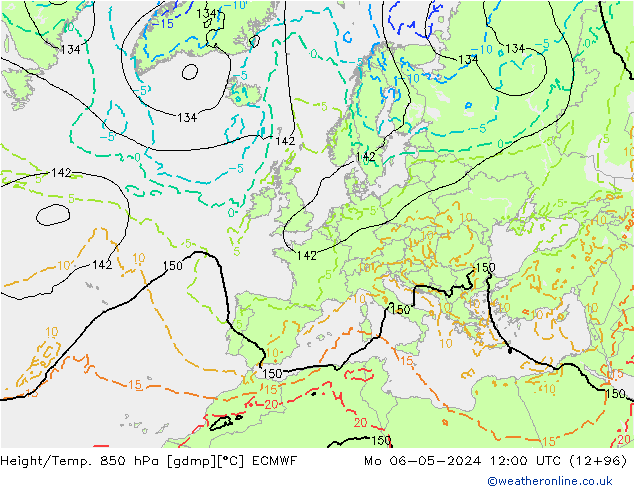 Height/Temp. 850 гПа ECMWF пн 06.05.2024 12 UTC