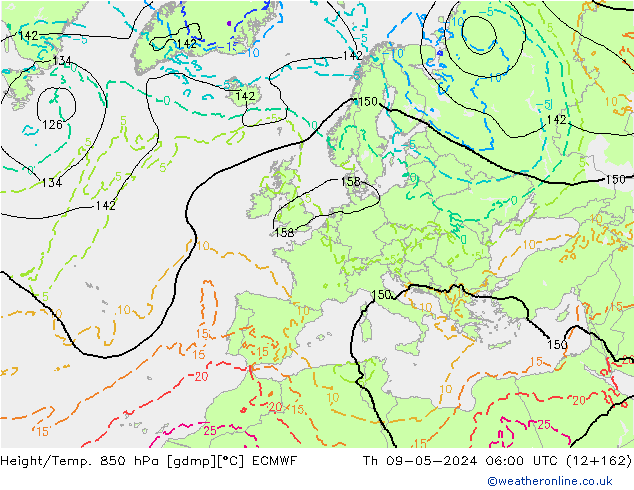 Z500/Yağmur (+YB)/Z850 ECMWF Per 09.05.2024 06 UTC