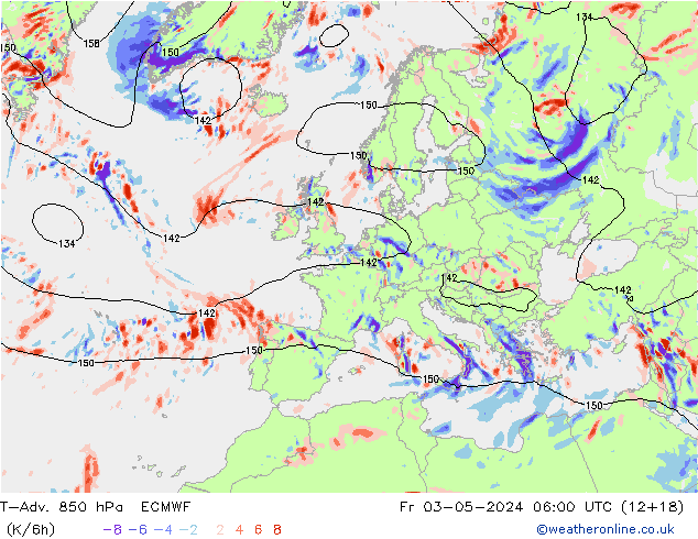 T-Adv. 850 hPa ECMWF pt. 03.05.2024 06 UTC