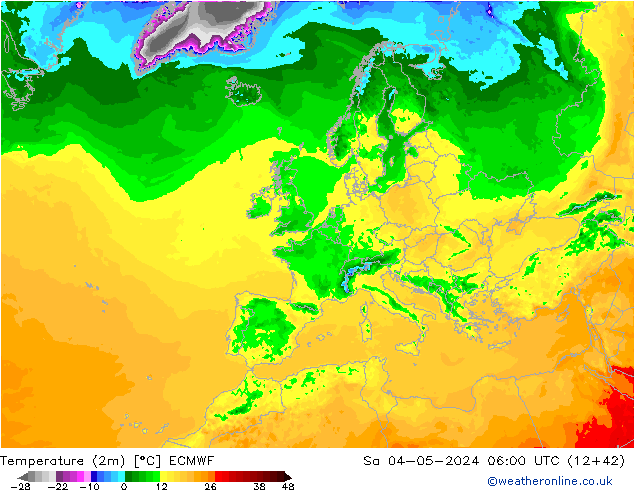 Temperaturkarte (2m) ECMWF Sa 04.05.2024 06 UTC