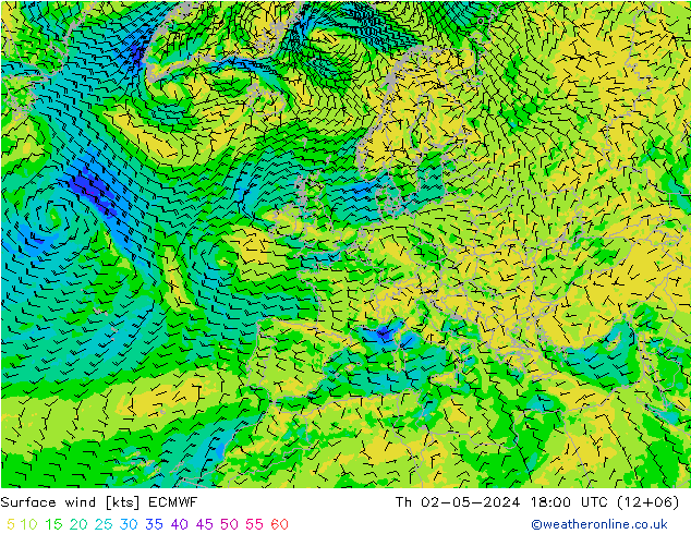 Bodenwind ECMWF Do 02.05.2024 18 UTC