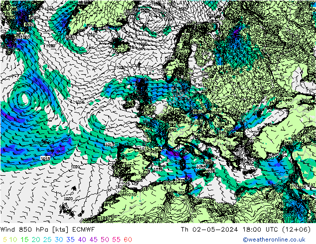 Wind 850 hPa ECMWF Do 02.05.2024 18 UTC