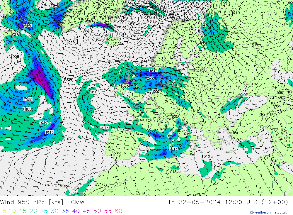 Wind 950 hPa ECMWF Do 02.05.2024 12 UTC