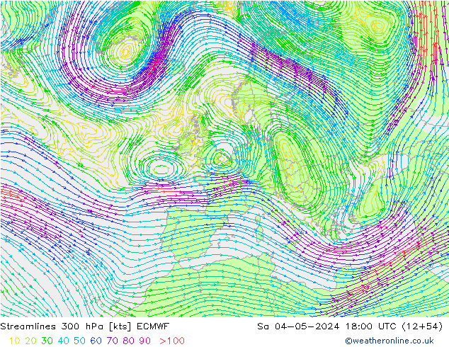 Rüzgar 300 hPa ECMWF Cts 04.05.2024 18 UTC