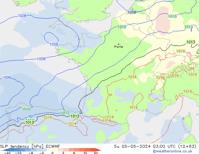 Drucktendenz ECMWF So 05.05.2024 03 UTC