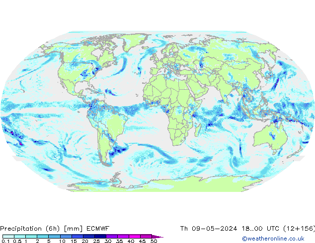 Precipitação (6h) ECMWF Qui 09.05.2024 00 UTC