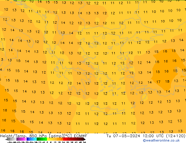 Z500/Rain (+SLP)/Z850 ECMWF  07.05.2024 12 UTC