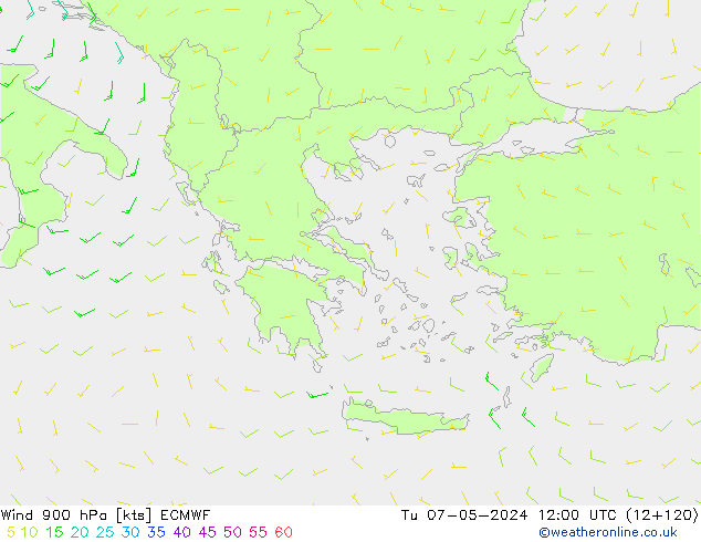 Wind 900 hPa ECMWF Tu 07.05.2024 12 UTC