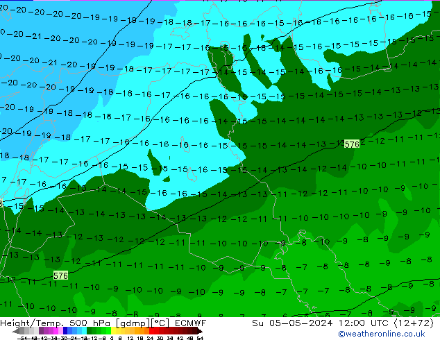 Z500/Rain (+SLP)/Z850 ECMWF Su 05.05.2024 12 UTC