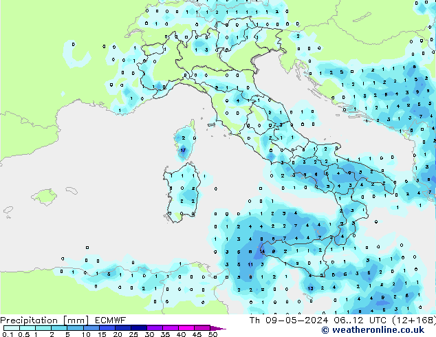 Niederschlag ECMWF Do 09.05.2024 12 UTC