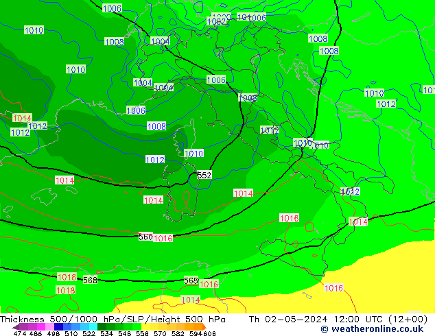 Thck 500-1000hPa ECMWF  02.05.2024 12 UTC