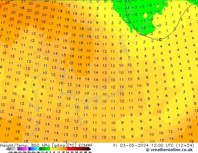 Z500/Yağmur (+YB)/Z850 ECMWF Cu 03.05.2024 12 UTC