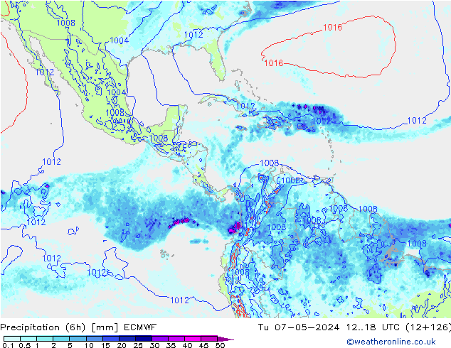 Z500/Rain (+SLP)/Z850 ECMWF Út 07.05.2024 18 UTC