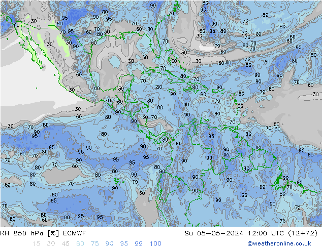 850 hPa Nispi Nem ECMWF Paz 05.05.2024 12 UTC