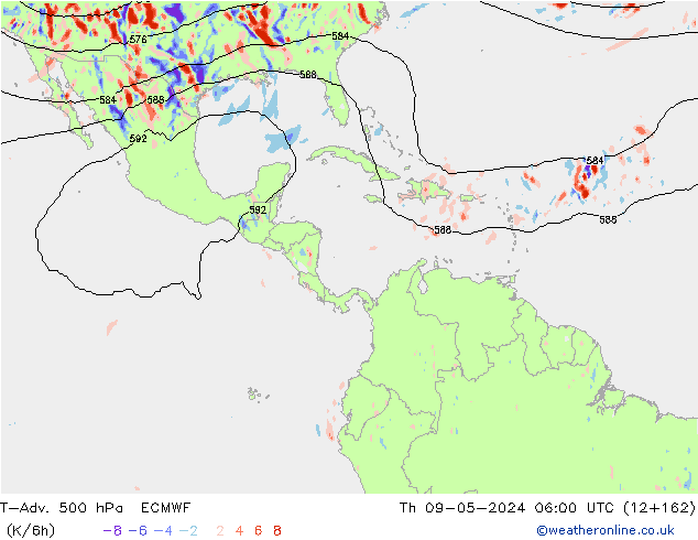 T-Adv. 500 гПа ECMWF чт 09.05.2024 06 UTC