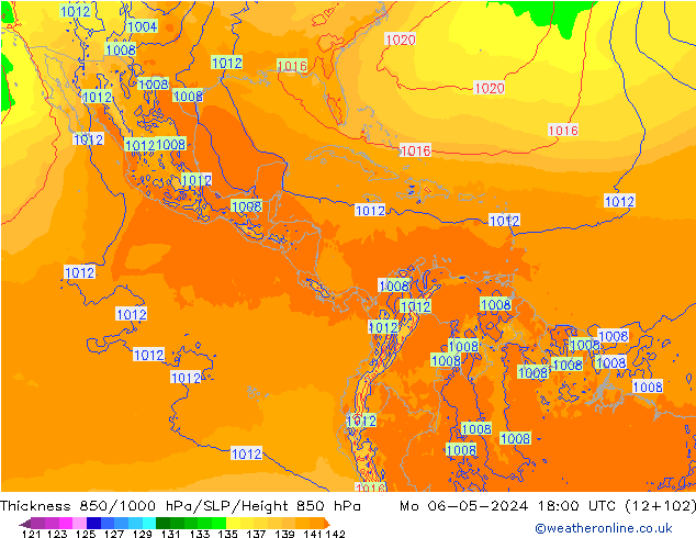 Thck 850-1000 hPa ECMWF lun 06.05.2024 18 UTC