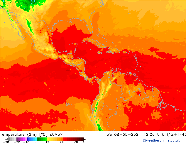 Sıcaklık Haritası (2m) ECMWF Çar 08.05.2024 12 UTC