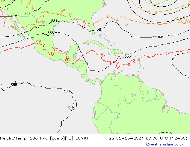 Z500/Rain (+SLP)/Z850 ECMWF Ne 05.05.2024 00 UTC