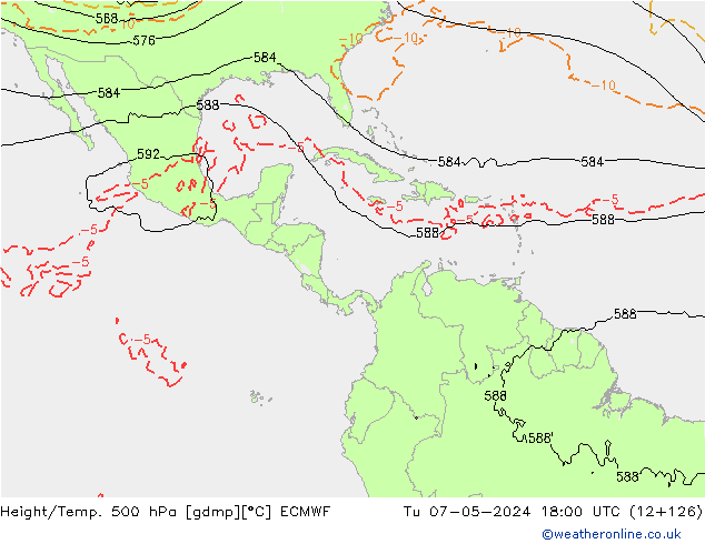 Z500/Rain (+SLP)/Z850 ECMWF Út 07.05.2024 18 UTC