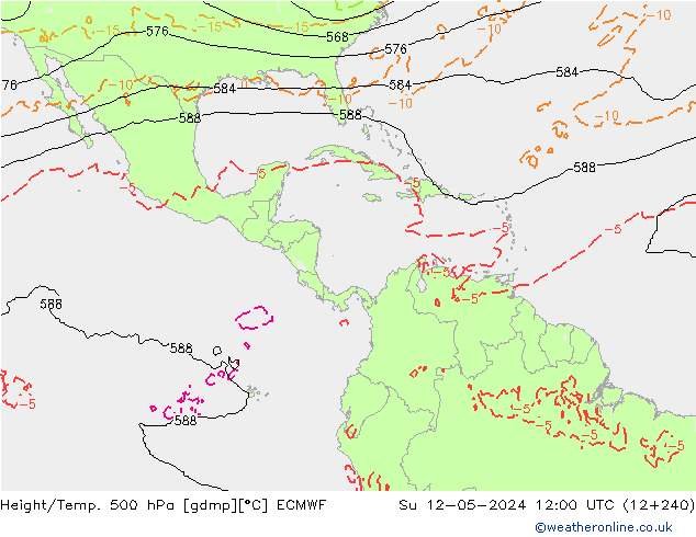 Z500/Rain (+SLP)/Z850 ECMWF Вс 12.05.2024 12 UTC