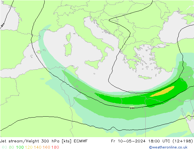 Jet stream/Height 300 hPa ECMWF Fr 10.05.2024 18 UTC