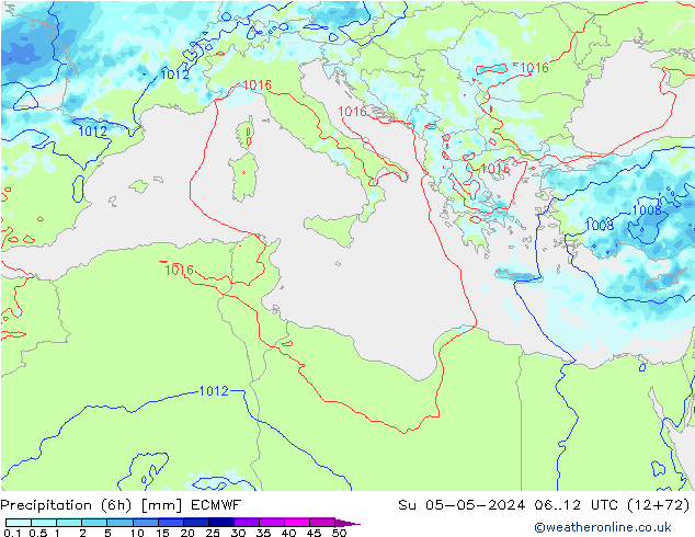 Précipitation (6h) ECMWF dim 05.05.2024 12 UTC