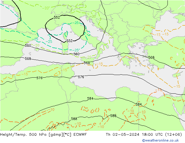 Z500/Rain (+SLP)/Z850 ECMWF чт 02.05.2024 18 UTC