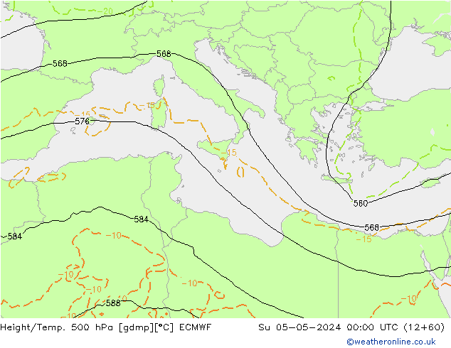 Z500/Rain (+SLP)/Z850 ECMWF Su 05.05.2024 00 UTC