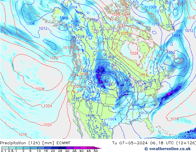 Précipitation (12h) ECMWF mar 07.05.2024 18 UTC