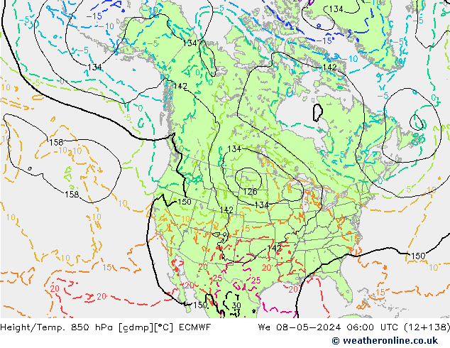 Z500/Rain (+SLP)/Z850 ECMWF Qua 08.05.2024 06 UTC