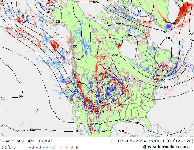 T-Adv. 500 hPa ECMWF mar 07.05.2024 12 UTC
