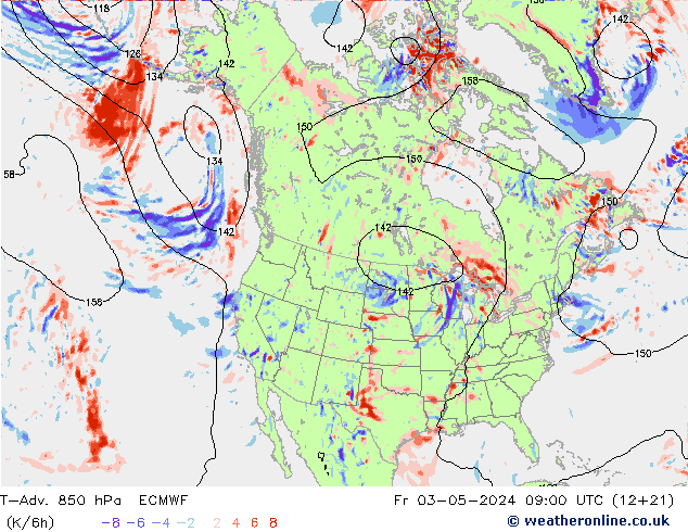 T-Adv. 850 hPa ECMWF Fr 03.05.2024 09 UTC